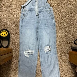 Casual Light Blue Women's Denim Overalls